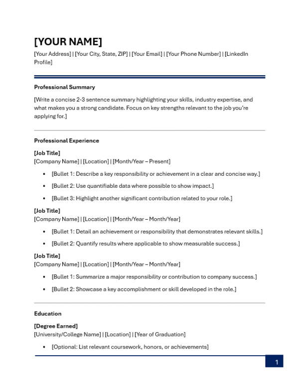 ATS Resume Template (Basic)