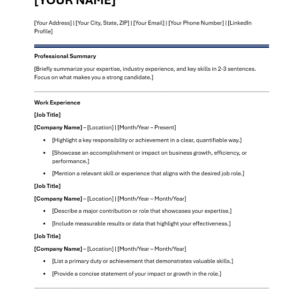 ATS Resume Template (Navy)