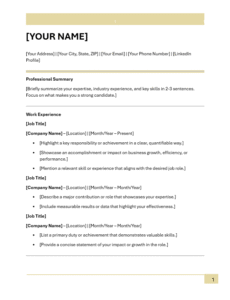 ATS Resume Template (Gold)